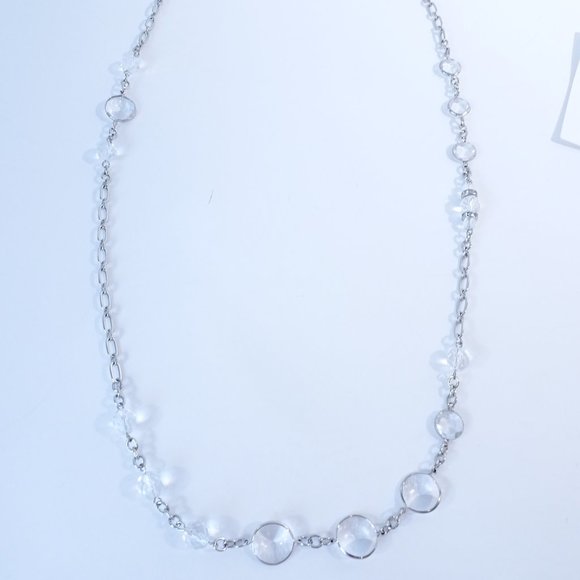 Ann Taylor Clear Stone Fireball Link Toggle Necklace  NWOT $59.50 - Picture 6 of 11